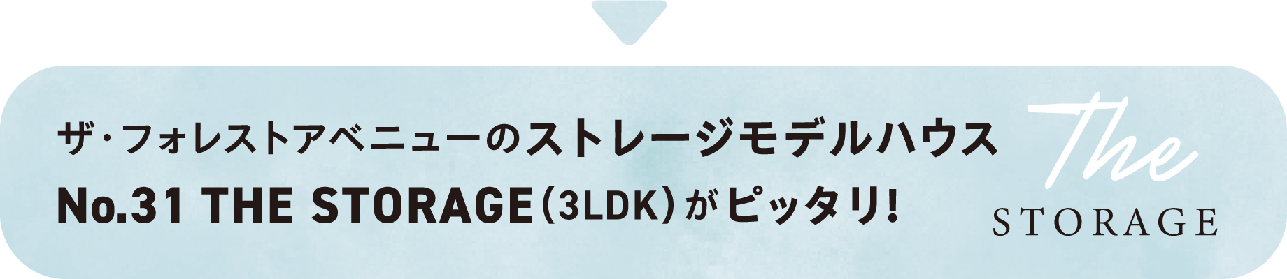 ザ・フォレストアベニューのストレージモデルハウスNo.31 THE STORAGE（3LDK）がピッタリ！